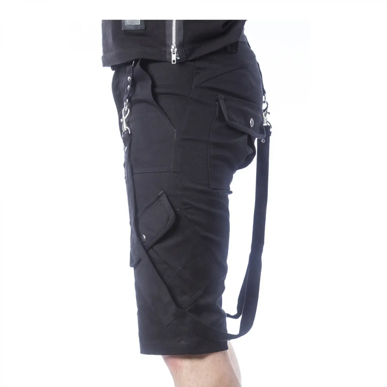 Men's Punk Cargo Gothic Shorts With Straps